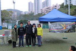 Guests at the Opening Ceremony of the match: (from left) Dr. Eugenie Leung, Mr. Chris Lau, Dr. Duncan Macfarlane, Ms Wendy Lin, Professor Terry Au
